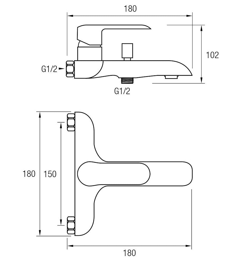 Grifo de bañera monomado cromado Misuri